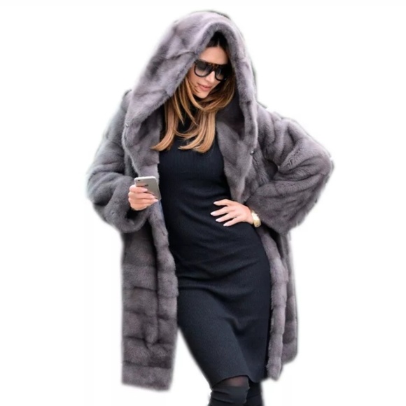New 🔥Last One🔥Chic Faux Fur Parka Hooded Coat Winter Jacket Medium size 6 - Picture 3 of 7